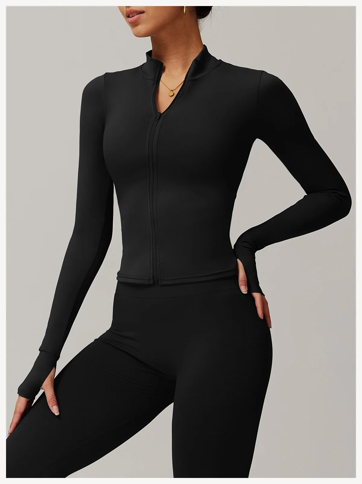 Women Zipper Jacket Yoga T-shirts Solid Sports Top Long Sleeve Crop Tops Running Shirts Sexy Quick Dry Fitness Gym Sport Wear