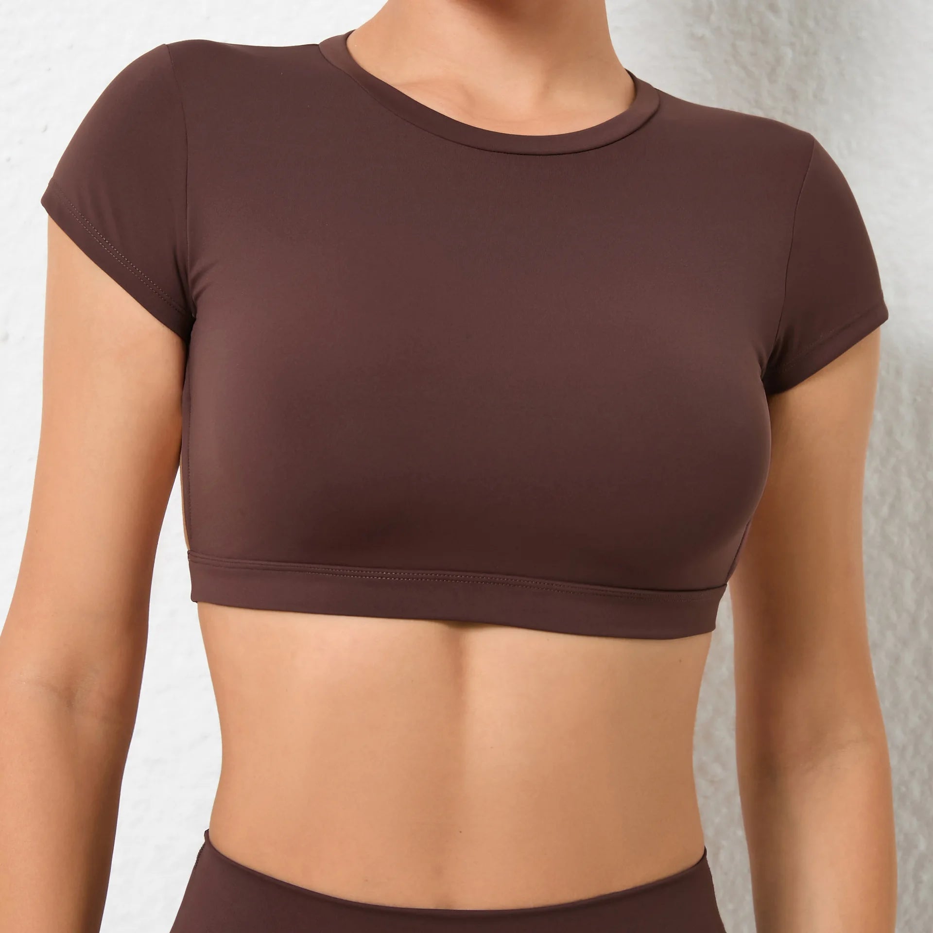 Women Short Sleeve Hollow Crop Top Yoga Short Sleeve Fitness Workout Tops Push Up Gym Shirt Sportswear Running T-shirts