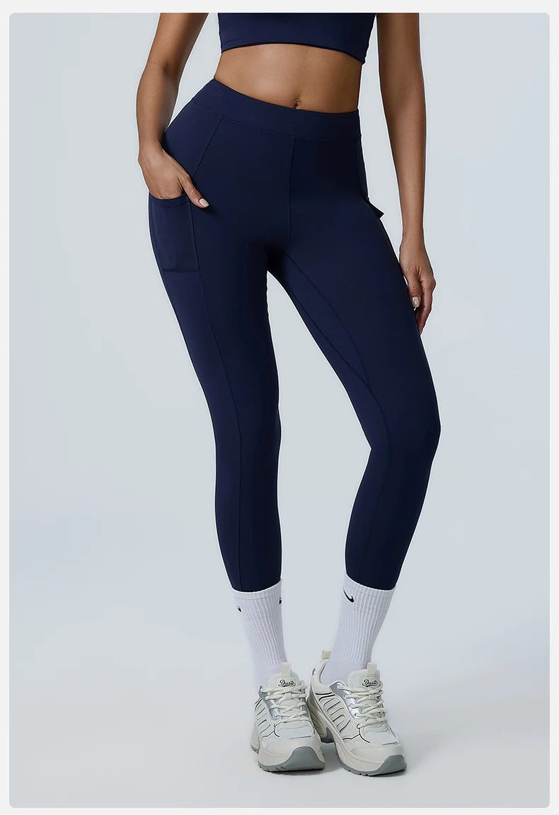 Women Yoga Pants High Waist Leggings Sport Gym Fitness Leggings Women Pocket Female Push Up Legging Tummy Control Running Tights