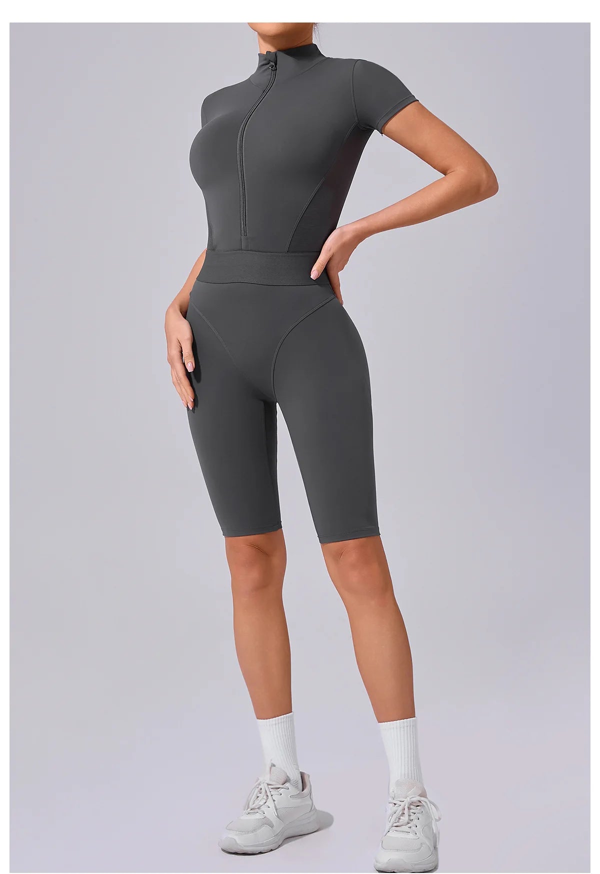 Women's Tracksuit Jumpsuits One-Piece Suit Zipper Short SleevesYoga Set Gym Push Up Workout Clothes Fitness Bodysuit Sportswear