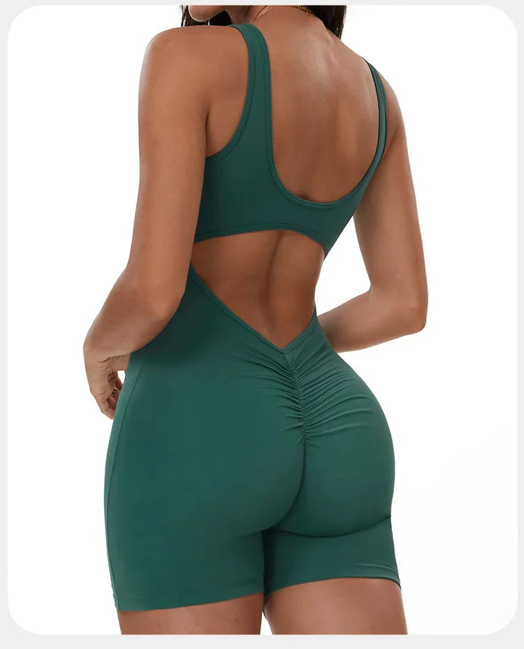 Yoga Jumpsuits Women Tracksuit Set Fitness Rompers Sexy One Piece Sports Bra Workout Bodysuit Sexy Back V Sportswear Gym Clothes