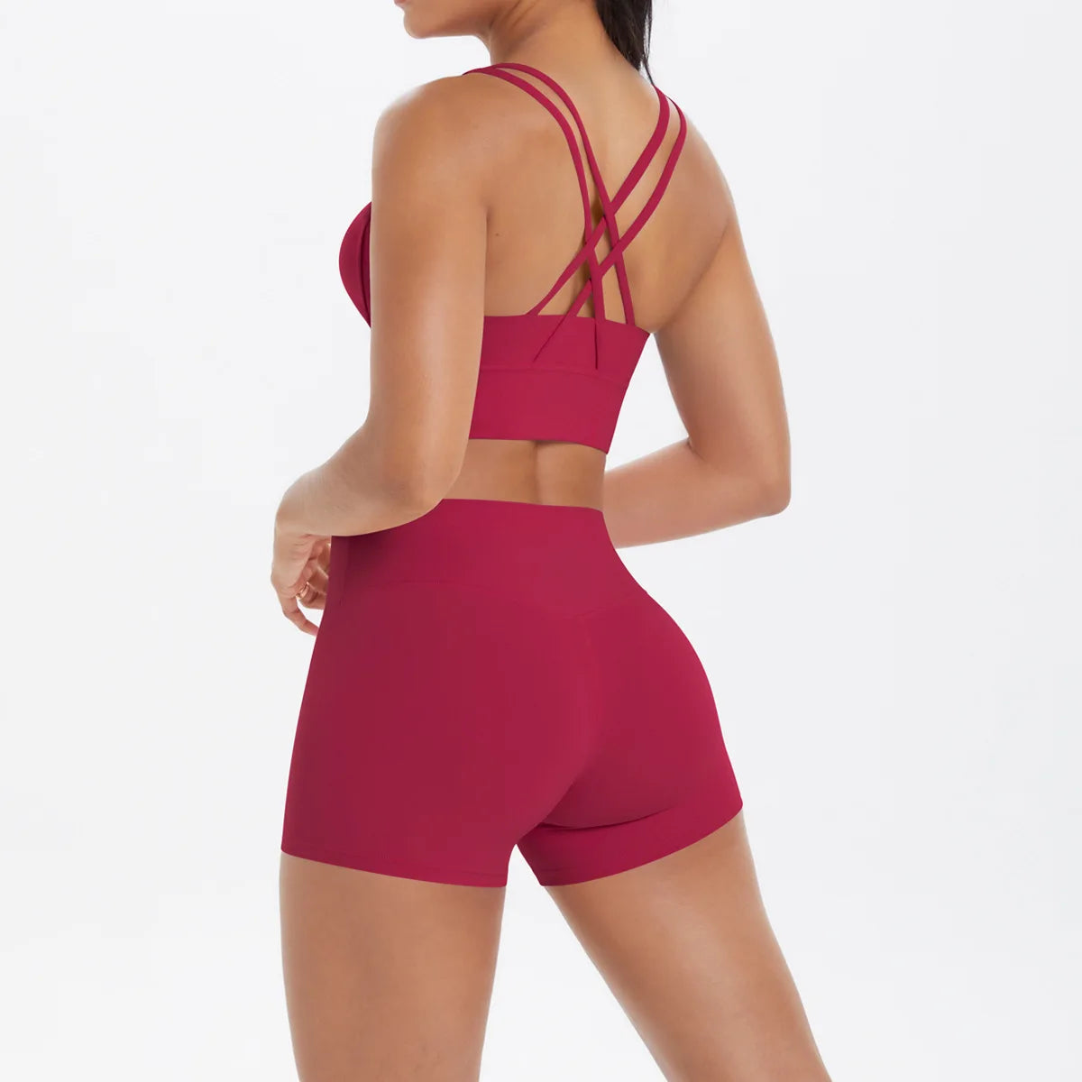 Yoga Sport Set Women Seamless Crop Top Bra Shorts Yoga Set Comfort Elastic Sportsuit Workout Outfit Fitness Gym Clothes