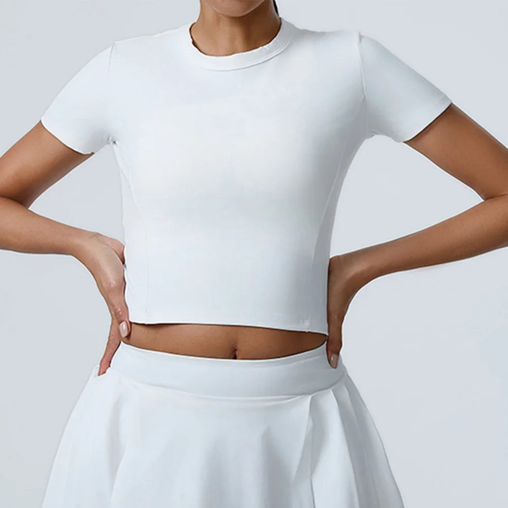 Yoga Top Women Short Sleeve Sport T Shirts Fitness Clothes Yoga Shirt Gym Top Running Sport Push Up Workout Crop Top
