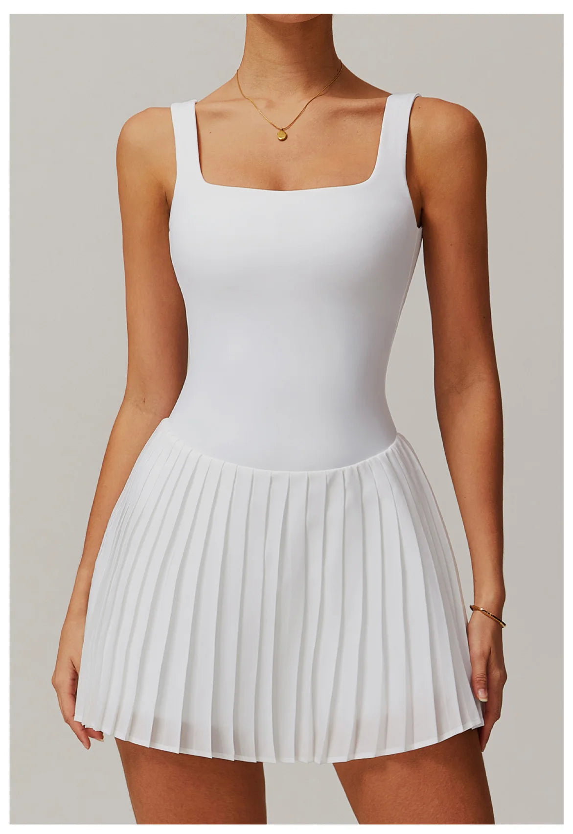 Yoga Set Naked Tennis Dress Women's Jumpsuit Bottom anti Glare Fitness Clothes Sports Running Pockets Pleated Skirt Sports Dress