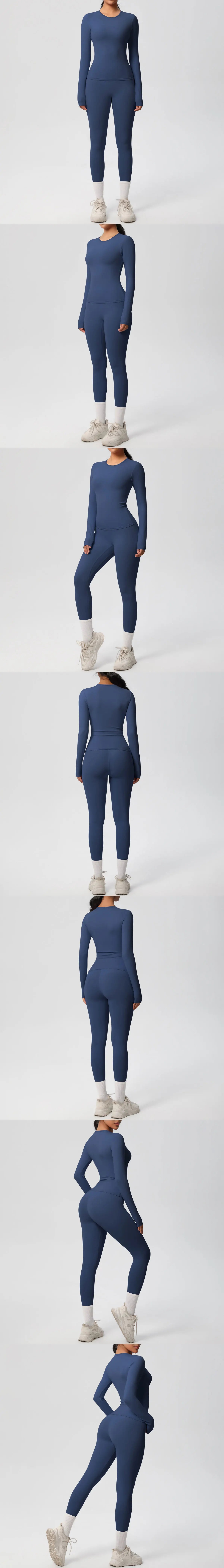 2PCS Yoga Suit Sports Set Women Sportswear Gym Set Women Tracksuit Running Workout Long Sleeve Sports Shirt Yoga Clothing