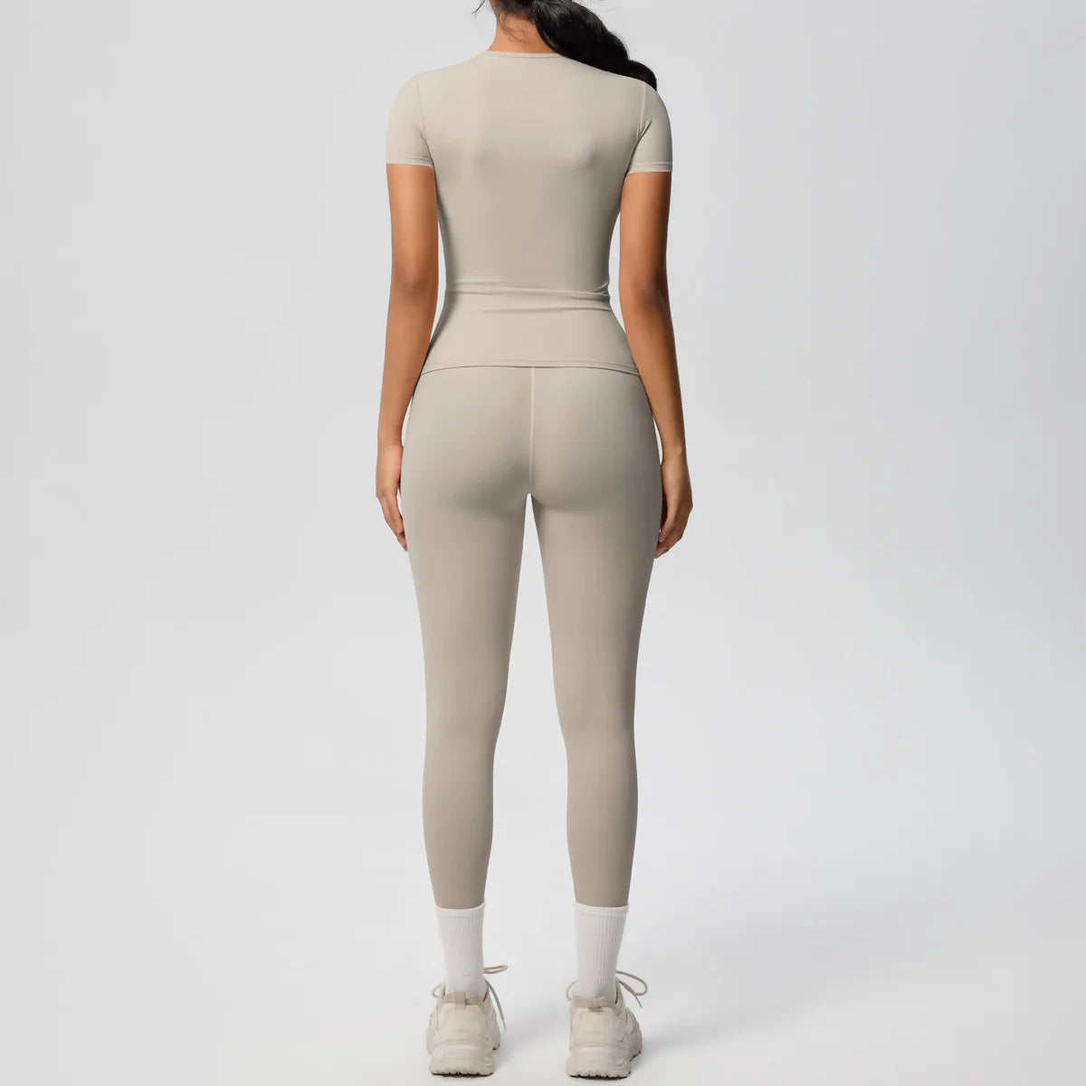2PCS Yoga Set Women's Tracksuit Quick-Drying Gym Leggings Set Short Sleeve Breathable Gym Yoga Slim Fitness Active Top