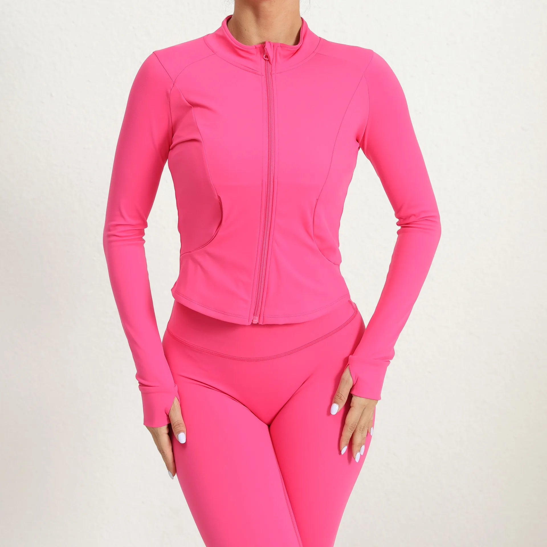 Women Jacket Slim Fit Long Sleeved Zipper Fitness Coat Yoga Crop Tops With Thumb Holes Gym Jacket Workout Tracksuit Sweatshirts