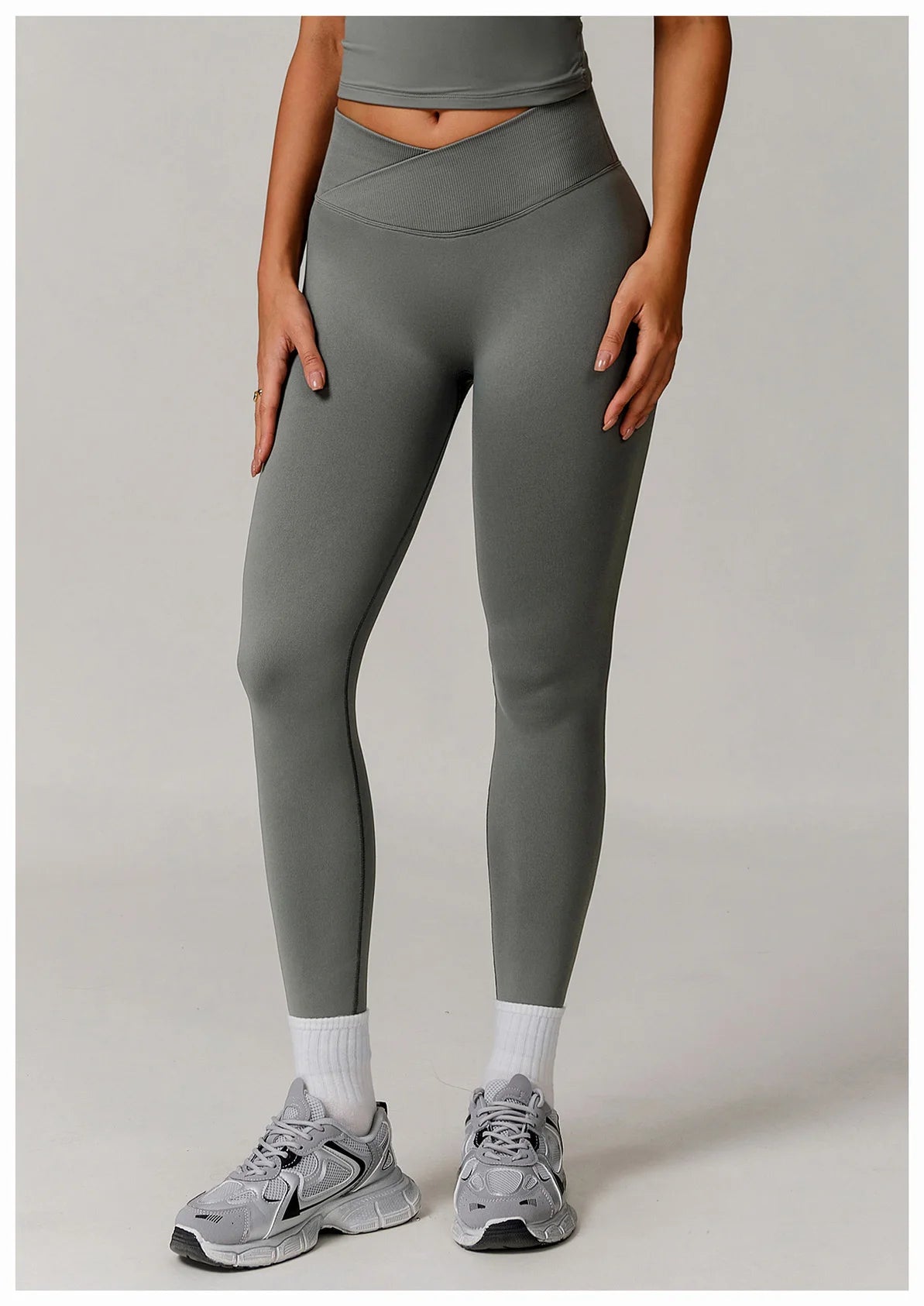 Seamless Yoga Leggings Women Fitness Leggings Running Cycling Pants Cross Waist Head Sports Legging High Waist Workout Gym Tight