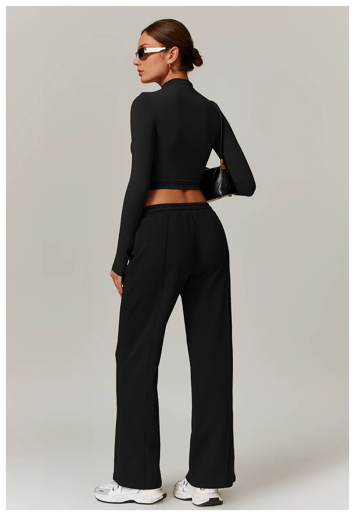 Winter High Waist Loose Fit Sports Sweatpants for Women Pocket Straight Leg Casual Pants Fitness Running Sports Pants for Women