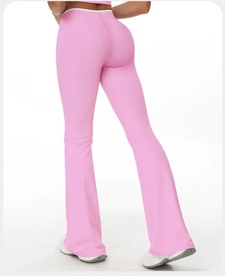 Bell-bottoms Women Yoga Leggings Drawstring Fitness Wide Leg Pants Gym Running Cycling Pants Sports High Waist Workout Leggings