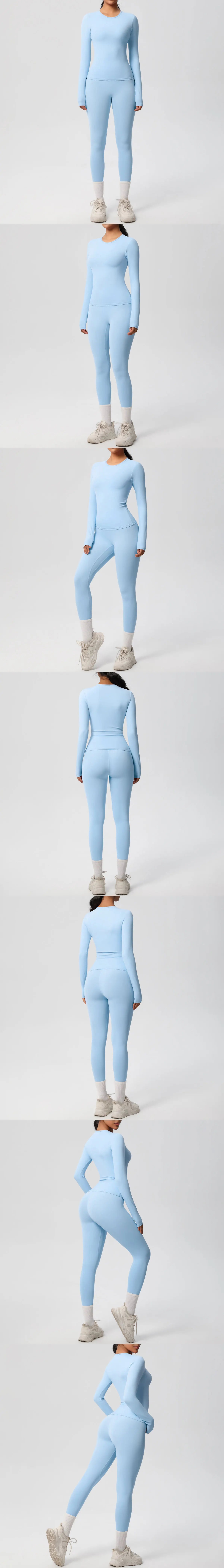2PCS Yoga Suit Sports Set Women Sportswear Gym Set Women Tracksuit Running Workout Long Sleeve Sports Shirt Yoga Clothing
