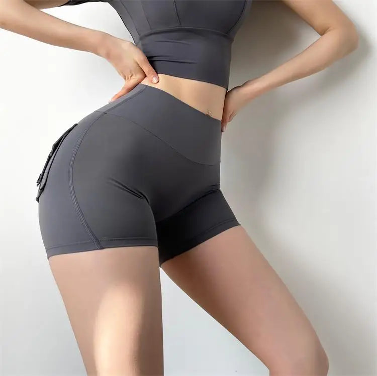 Summer Sports Shorts Pockets Women Gym Leggings Women Scrunch Butt Workout Shorts Cycling Shorts Push Up Yoga Pants Butt Shorts