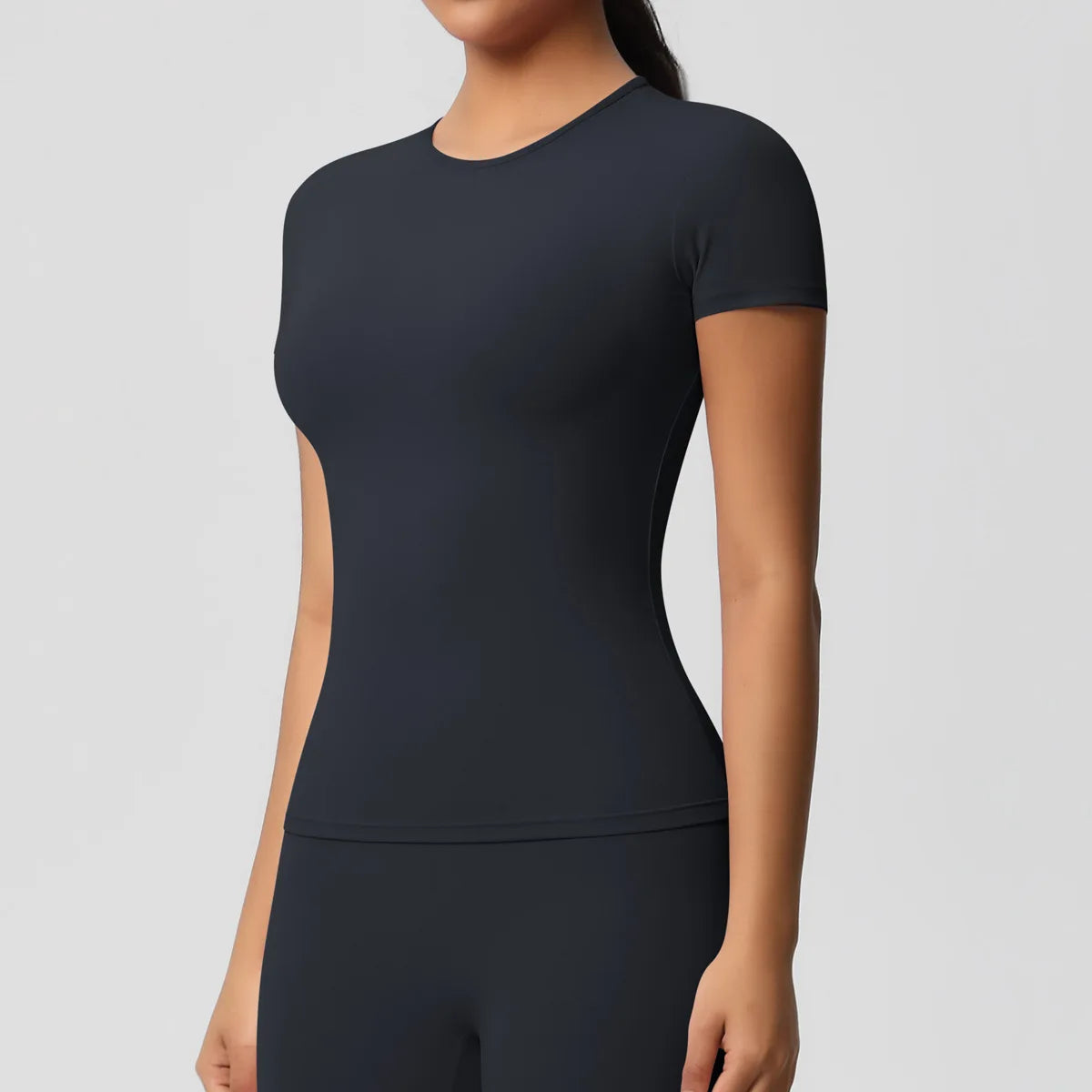 New Women Running Sports T Shirt Summer Short Sleeve Round Neck Breathable Stretchy Gym Yoga Slim Fitness Active Top Tee