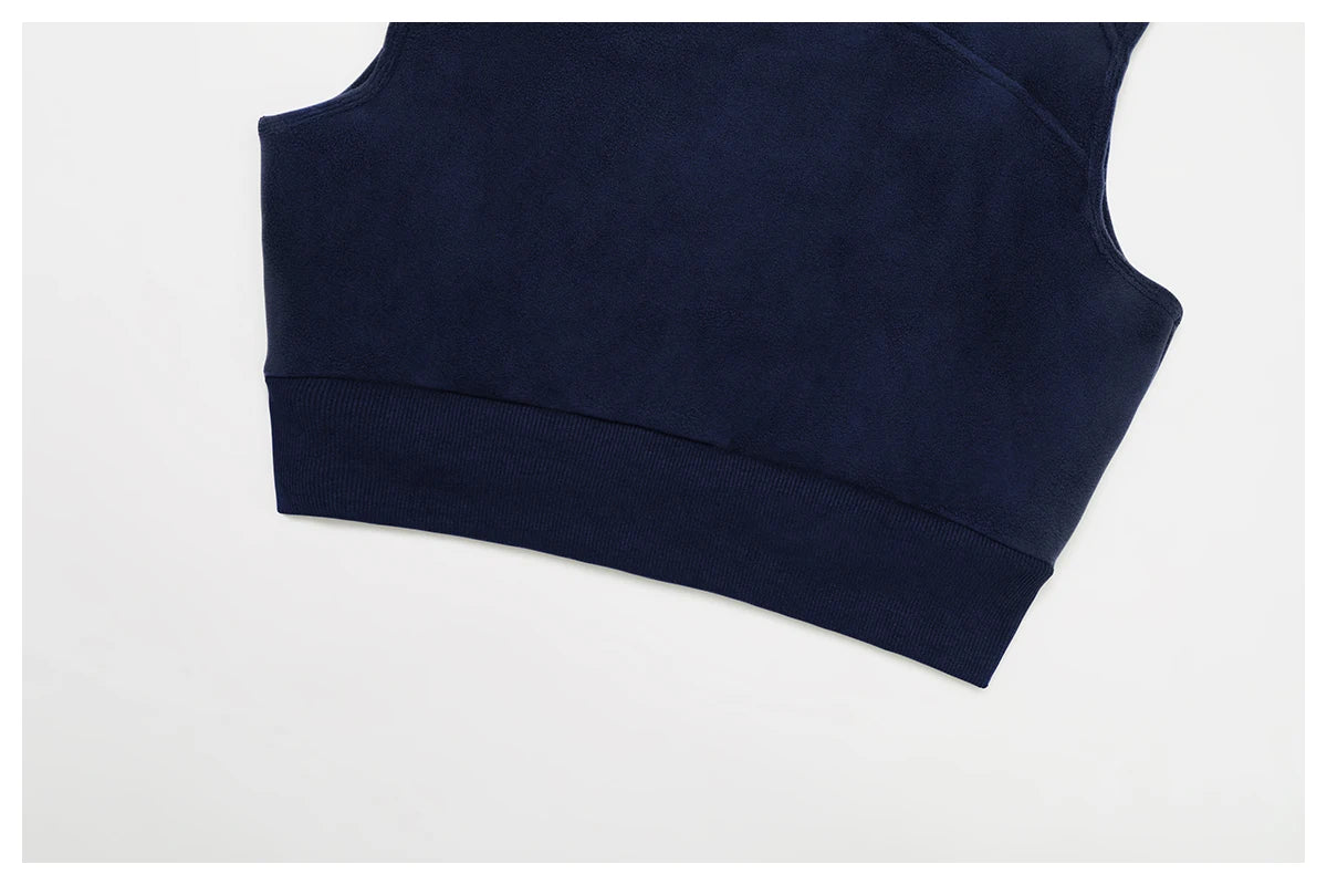 Winter Warm High Neck Velvet Vest Women's Sleeveless Top with Zipper Waist Outdoor Running Top