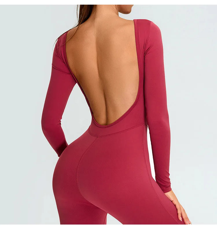 Fitness Rompers Women Gym Set Training Yoga Suit Sportswear Women Sports Jumpsuit Long Sleeved Stretch Push Up Workout Bodysuits