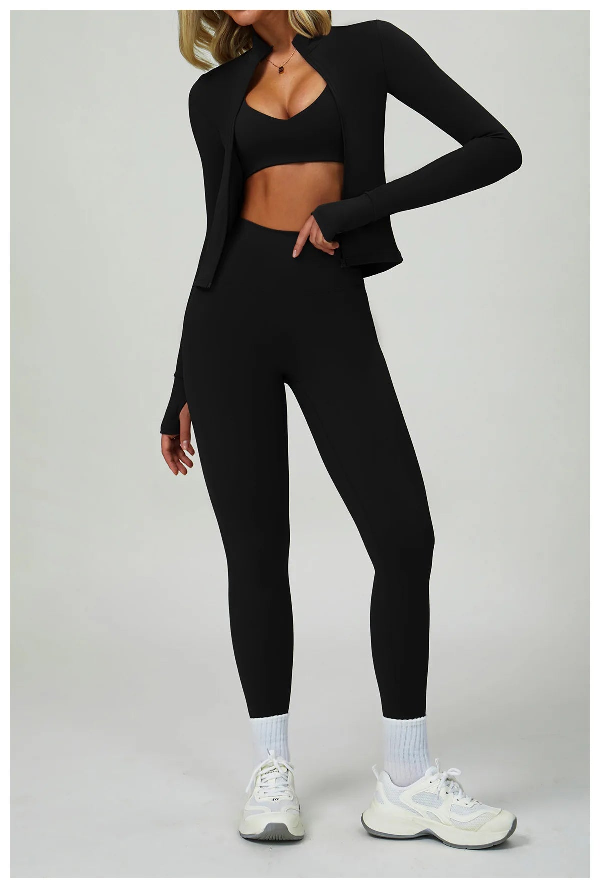 2/3PCS Women's Tracksuit Yoga Set Push Up Workout Sportswear Gym Clothing High Waist Leggings Fitness Long Sleeved Sports Suits