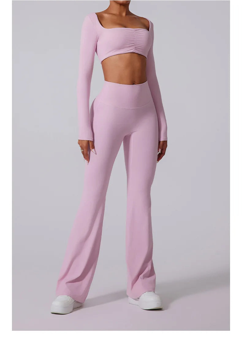 Women's High Waist Flared Leggings Gym Fitness Yoga Pants Workout Runing Sport Leggings Control Tummy Yoga Wide Leg Pants