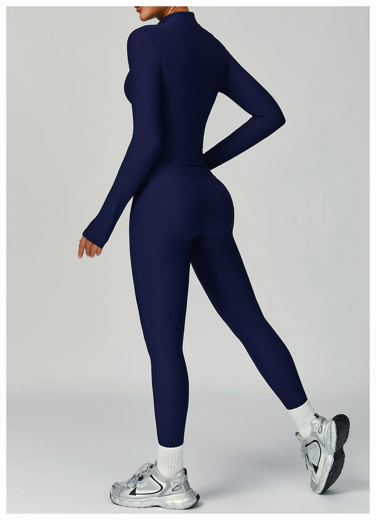 Women Tracksuit 2PCS Yoga Suit Sports Set Quick-Drying Gym Set Running Workout Zipper Long Sleeve Sports Shorts Yoga Clothing