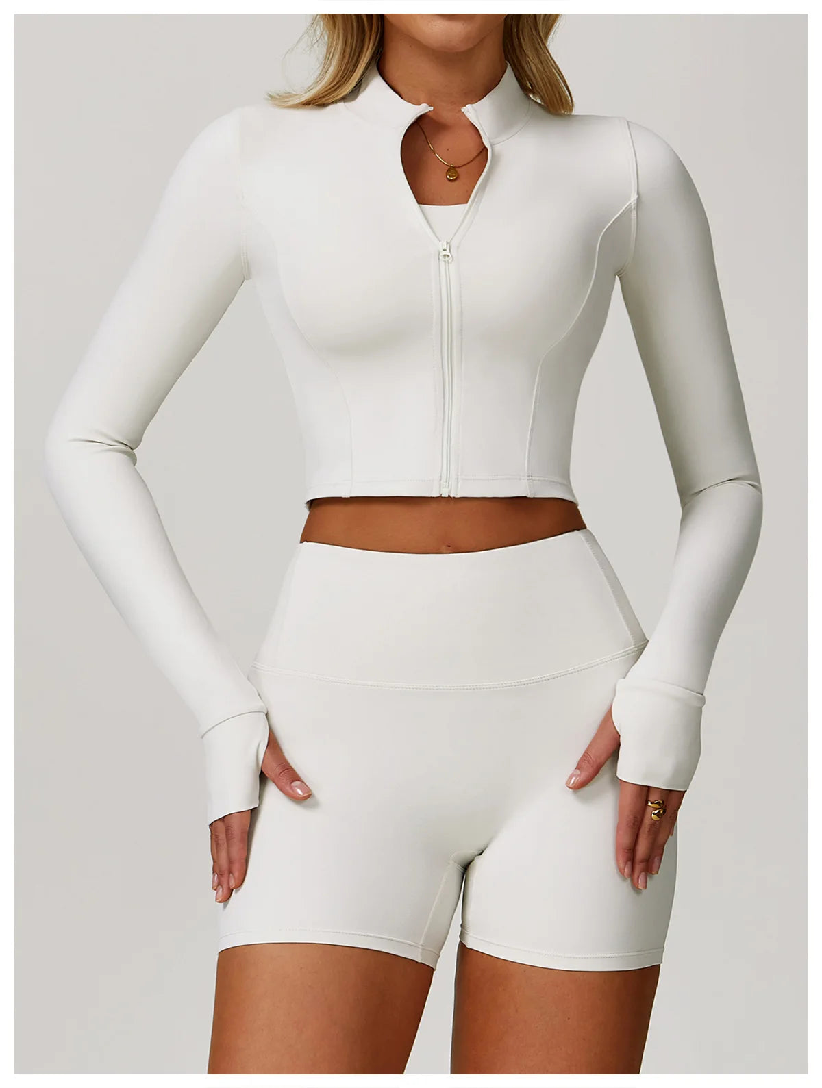 Women Outdoor Sports Long Sleeved Slim Yoga Clothes Quick Dry Zipper Cardigan Stand Up Collar Jacket Running Fitness Jacket Top