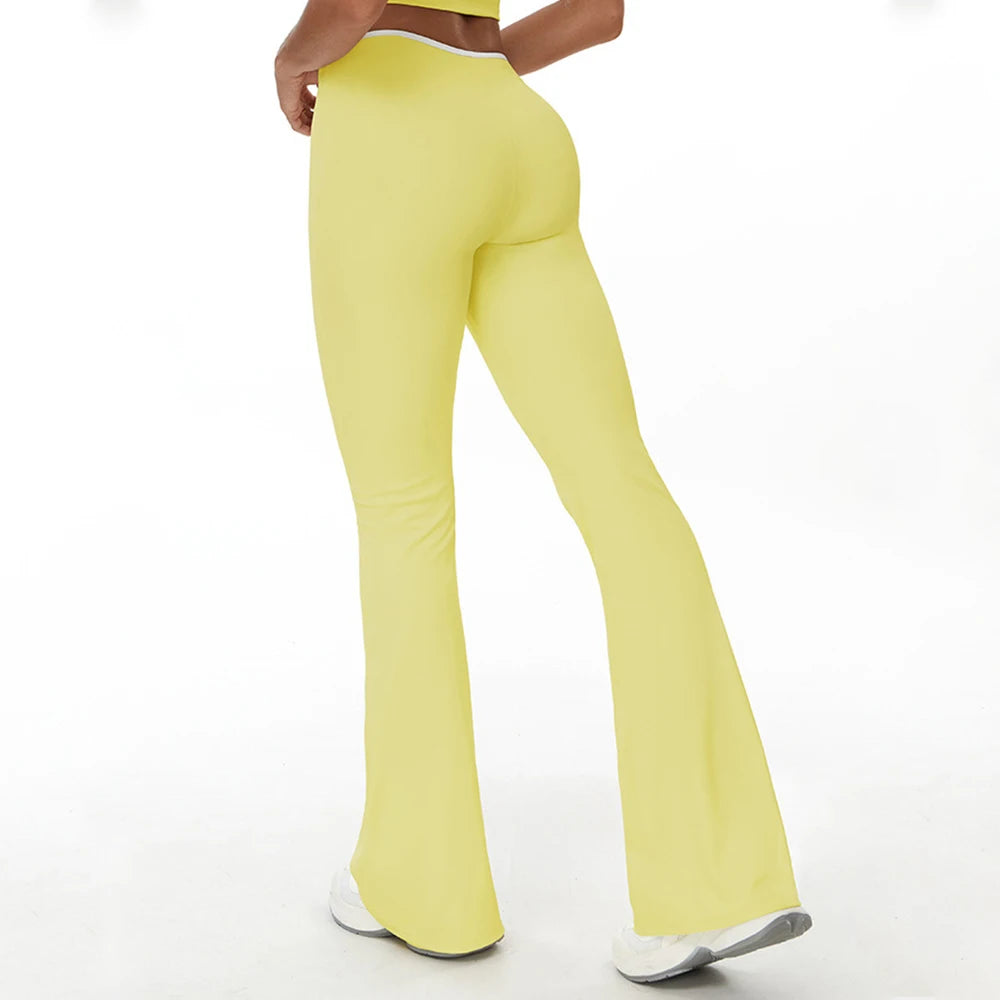 Bell-bottoms Women Yoga Leggings Drawstring Fitness Wide Leg Pants Gym Running Cycling Pants Sports High Waist Workout Leggings
