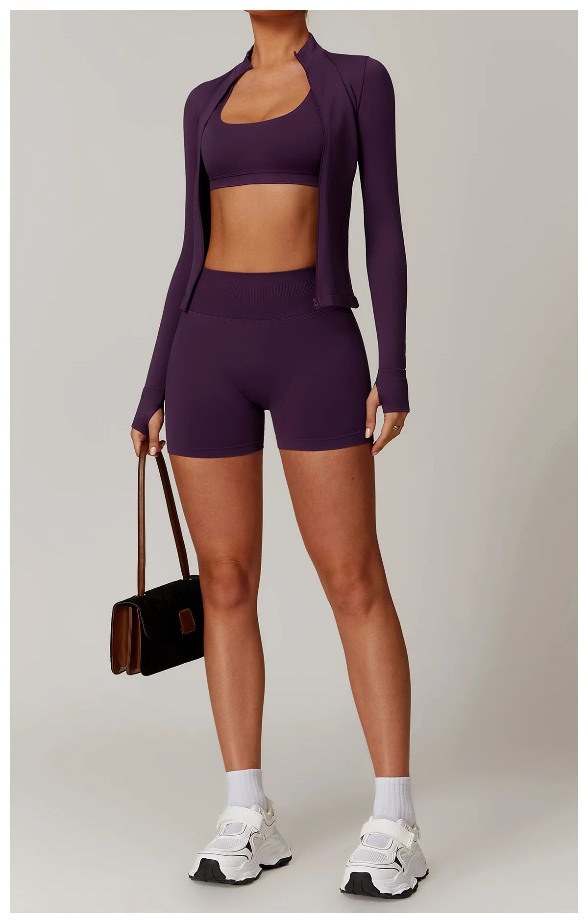 Seamless Yoga Slothes Women's Top Standing Collar Long Sleeved Sports Jacket Running Training Fitness Top Windproof Running Suit