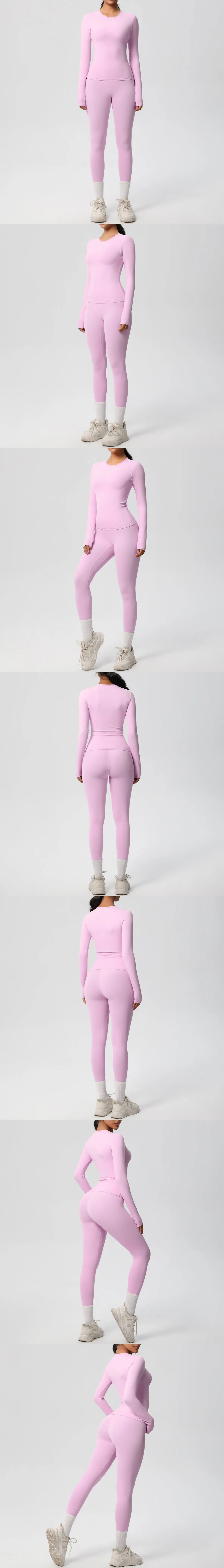 2PCS Yoga Suit Sports Set Women Sportswear Gym Set Women Tracksuit Running Workout Long Sleeve Sports Shirt Yoga Clothing