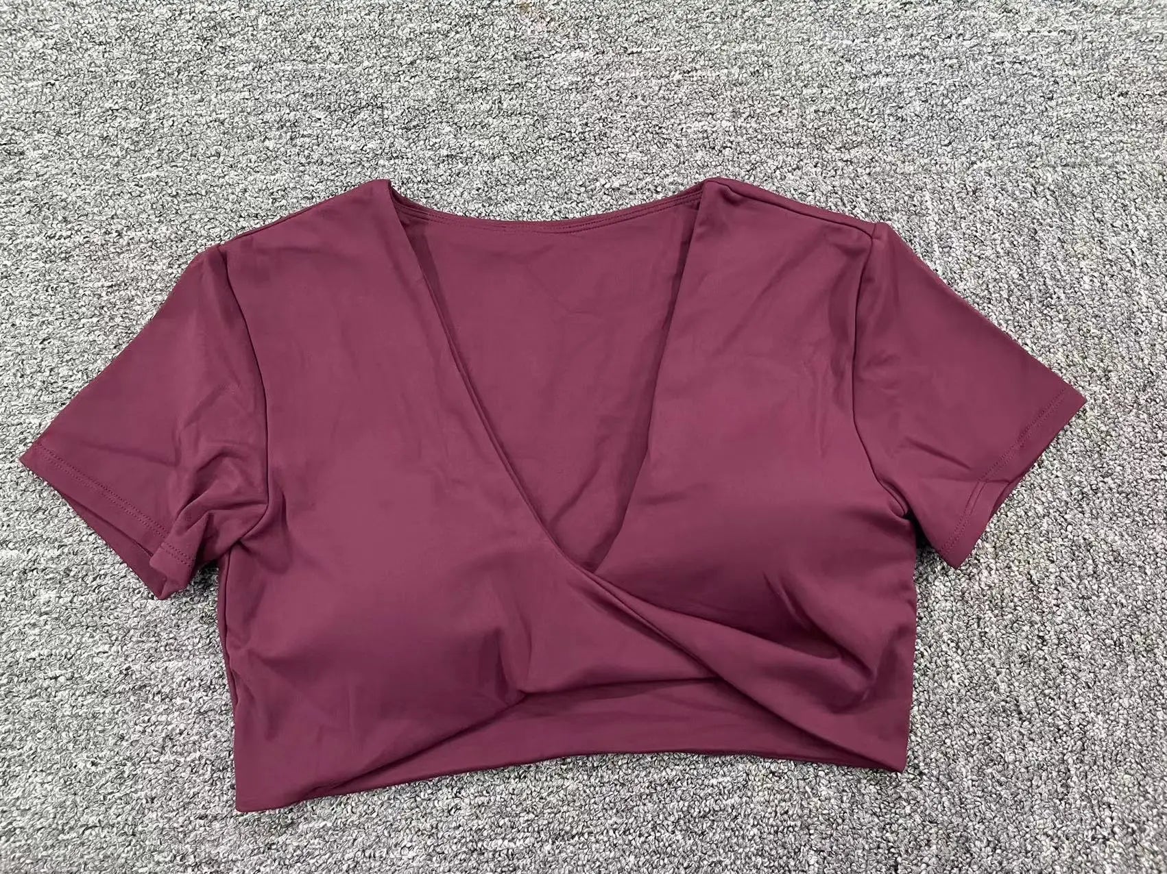 Sexy V Neck Crop Top Women Short Sleeve Yoga Shirt Naked Feeling Fitness Workout Tops Gym Clothes Sportswear Running T-shirts