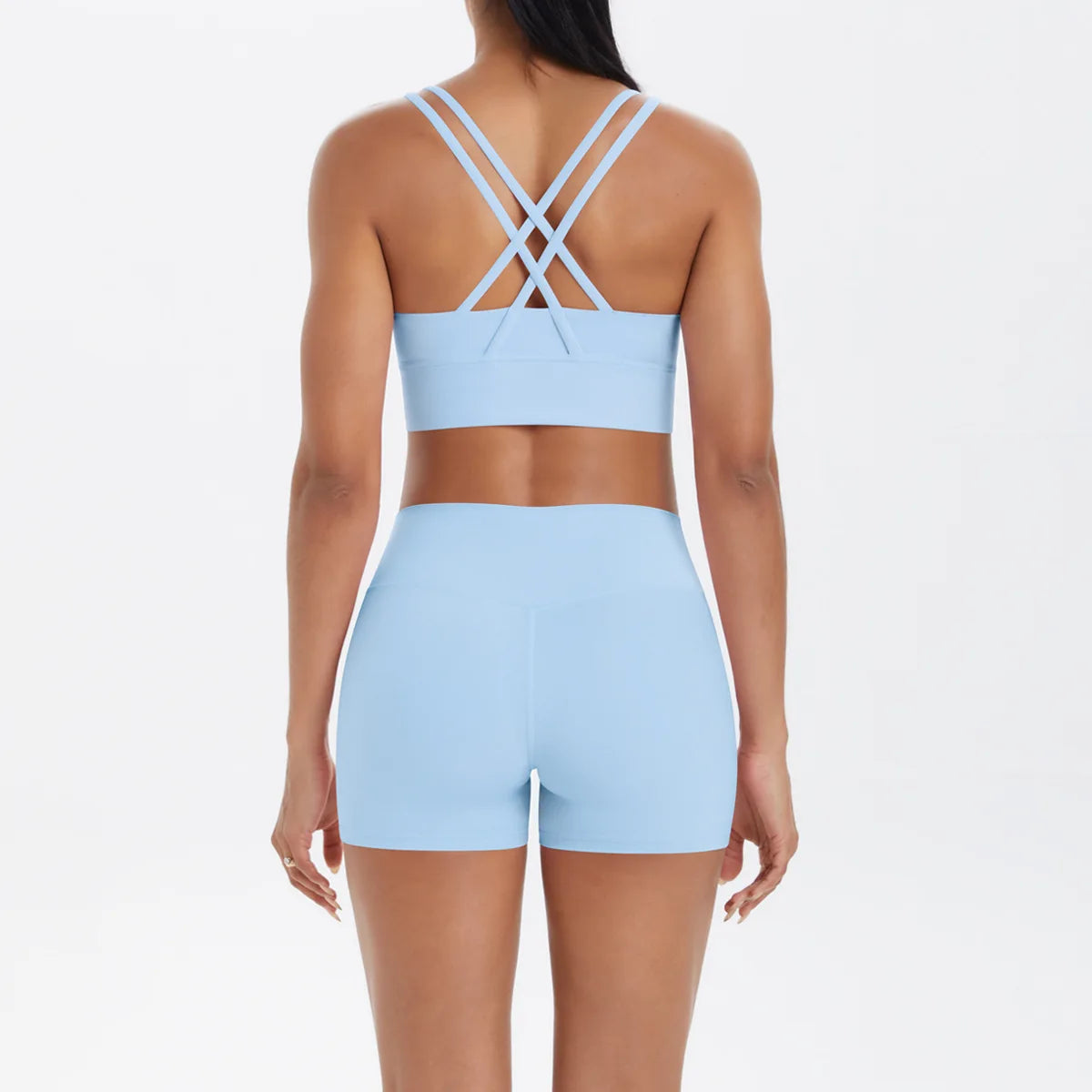 Yoga Sport Set Women Seamless Crop Top Bra Shorts Yoga Set Comfort Elastic Sportsuit Workout Outfit Fitness Gym Clothes