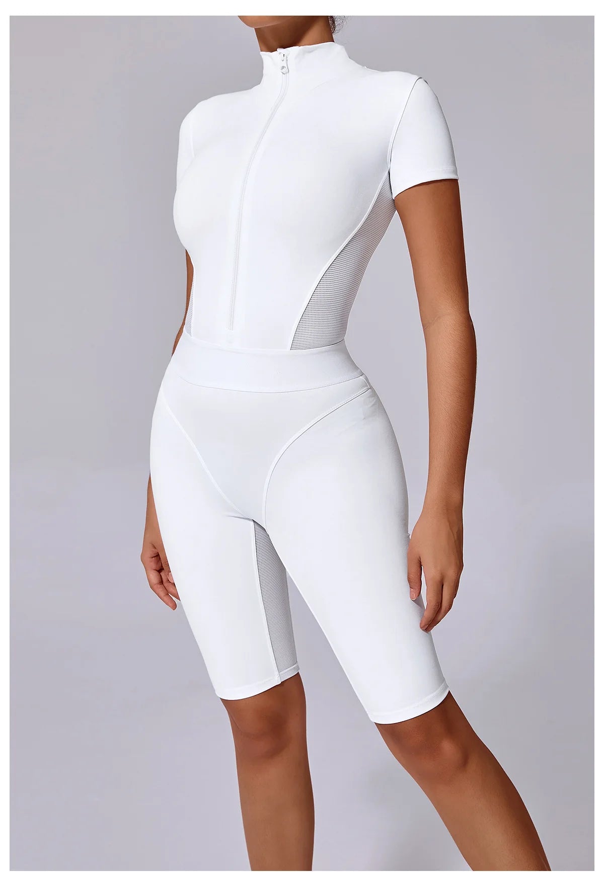 Women's Tracksuit Jumpsuits One-Piece Suit Zipper Short SleevesYoga Set Gym Push Up Workout Clothes Fitness Bodysuit Sportswear