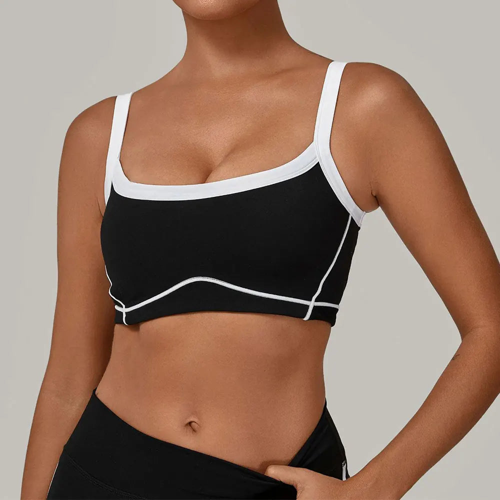 Patchwork Sports Bra Anti-Sweat Fitness Top Women Yoga Bra Shockproof Crop Top Push Up Sport Bra High Strength Gym Workout Top