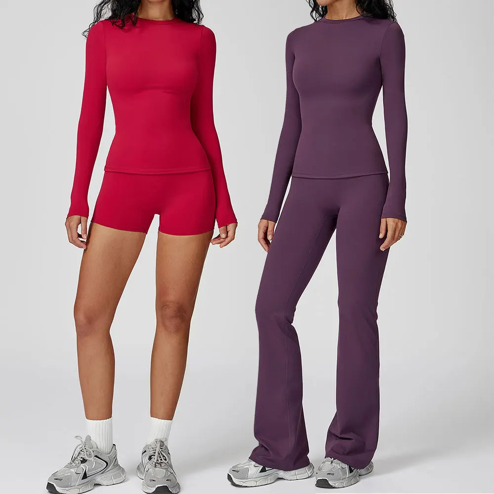 2PCS Yoga Suit Sports Set Gym Set Women Tracksuit Running Workout Clothes Female Long Sleeve Fitness Athletic Wear Yoga Clothing