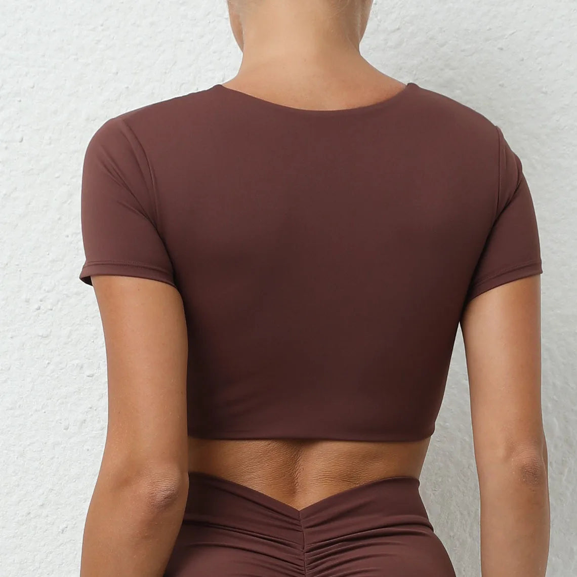 Sexy V Neck Crop Top Women Short Sleeve Yoga Shirt Naked Feeling Fitness Workout Tops Gym Clothes Sportswear Running T-shirts