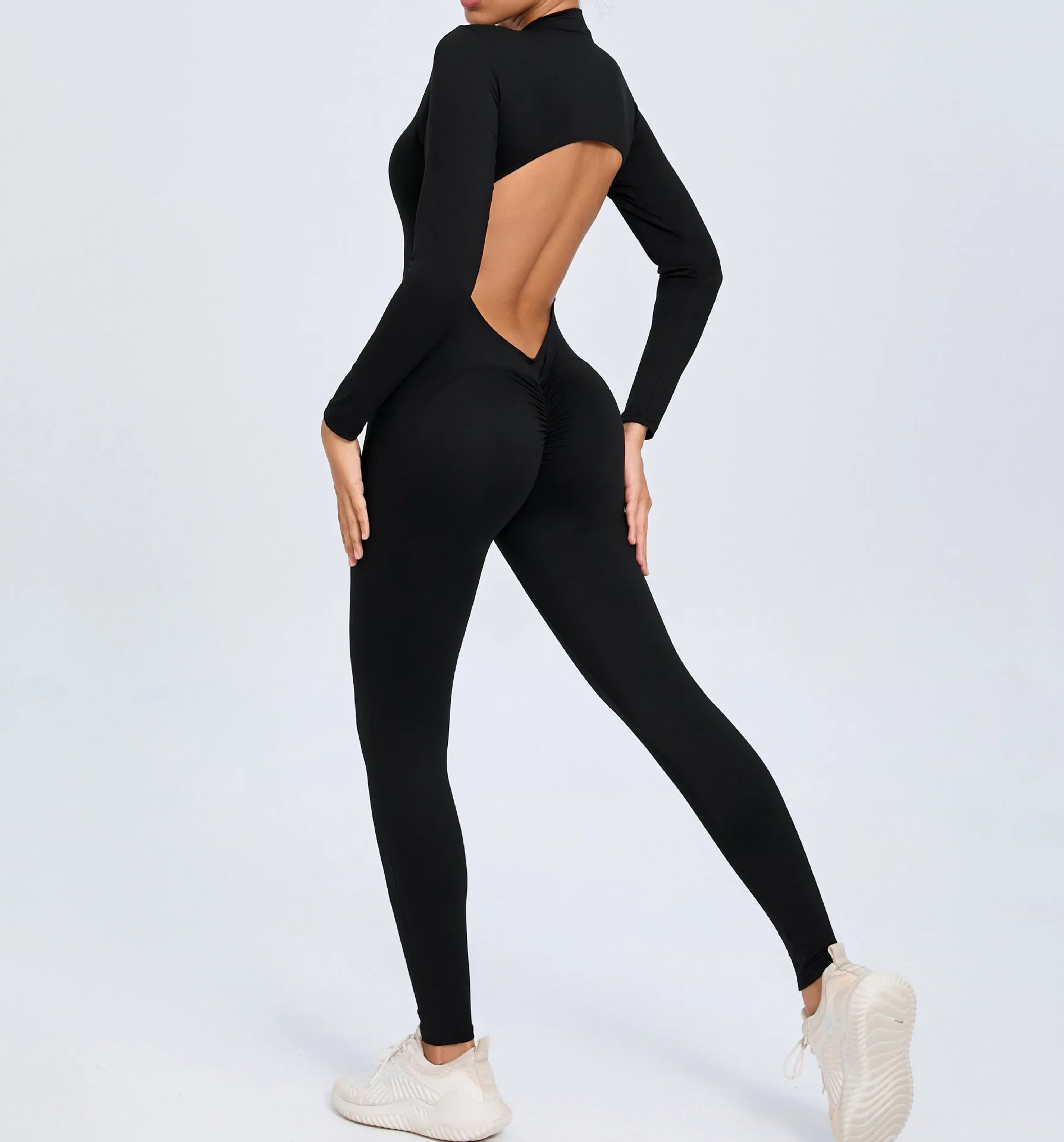 Backless Rompers Yoga Long Sleeved Women's Sportswear Gym Zipper Jumpsuits Workout Bodysuit Fitness One-piece Skin-tight Garment