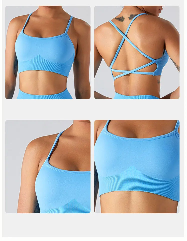 Women Sports Underwear Cross Strap Top Women Push Up Sport Bra Yoga Gym Crop Top Brassiere Fitness Top Sport Bra Breathable Bras
