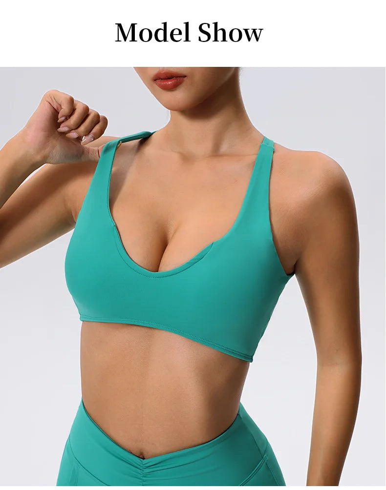 Push Up Sports Bra Women Underwear Cross Criss Top Padded Bralette Sports Bra Backless Training Fitness Workout Yoga Bra Women