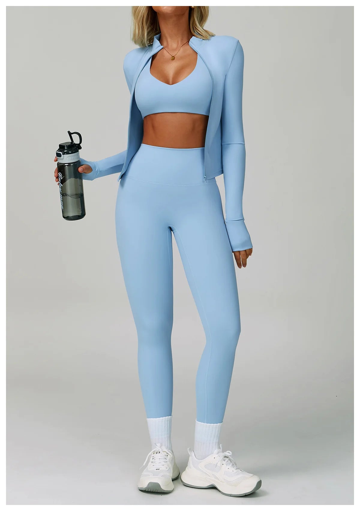 2/3PCS Women's Tracksuit Yoga Set Push Up Workout Sportswear Gym Clothing High Waist Leggings Fitness Long Sleeved Sports Suits