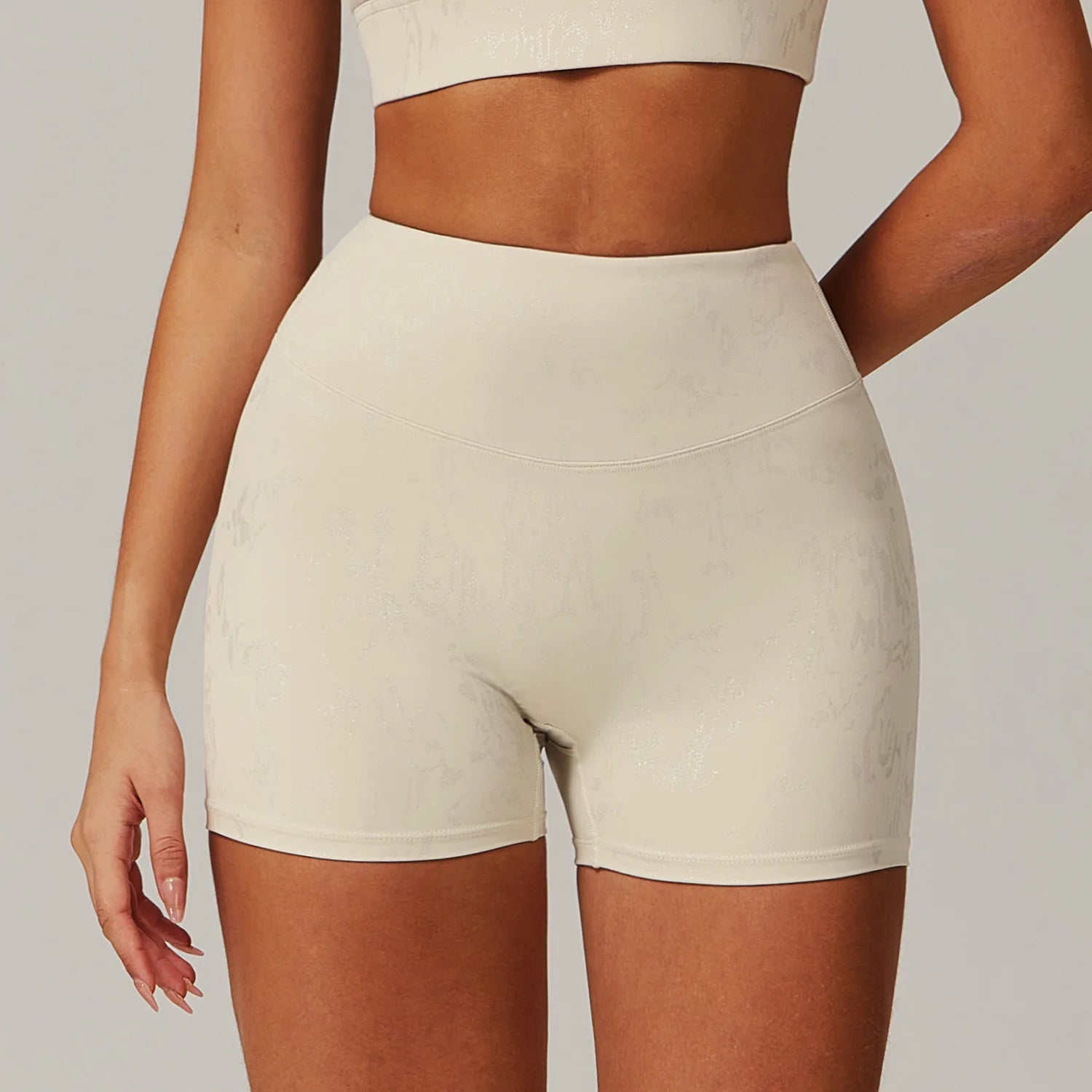 Elastic Yoga Shorts Women High Waist Tummy Control Ruched Booty Pants Printed Butt Lifting Push Up Gym Workout Compression Tight