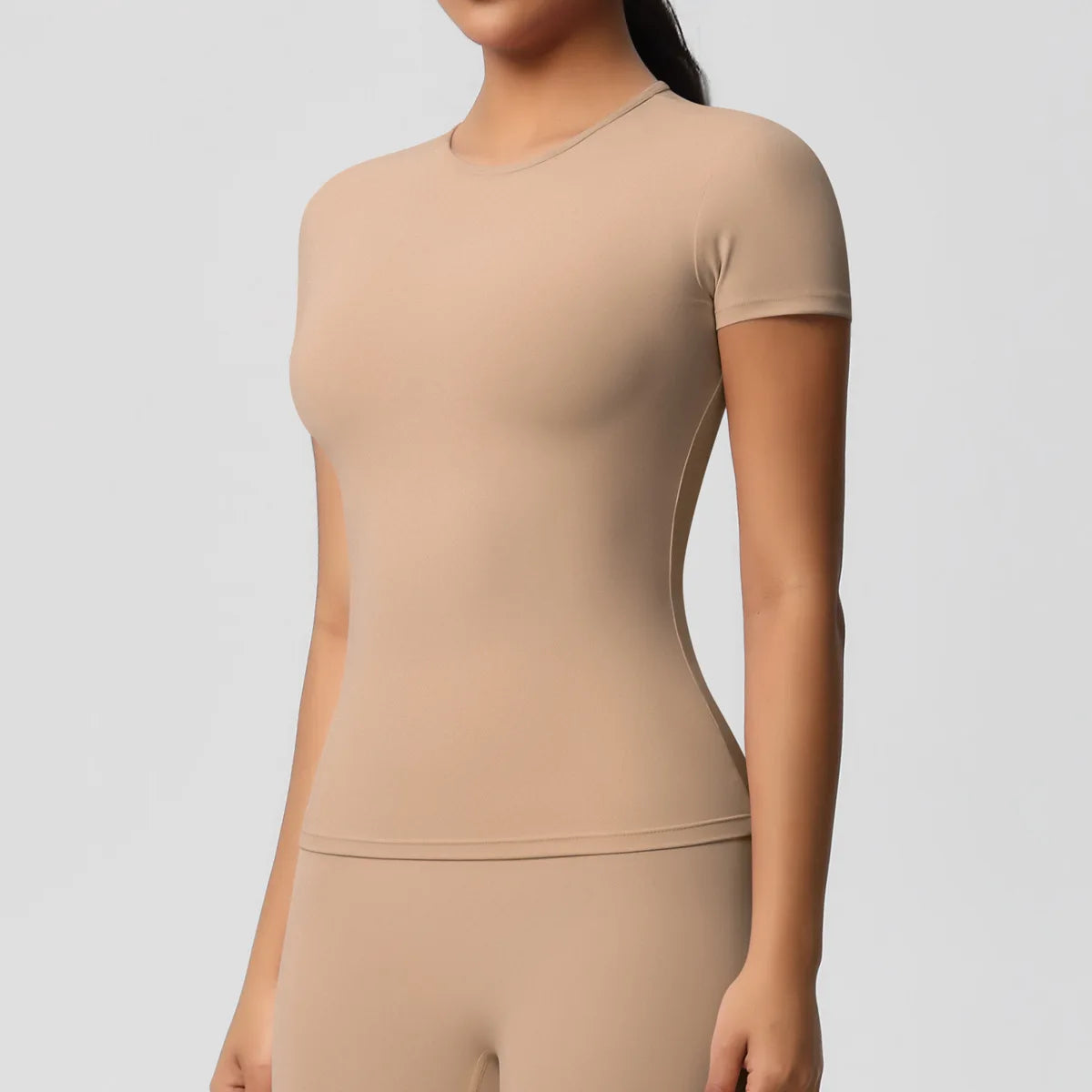 New Women Running Sports T Shirt Summer Short Sleeve Round Neck Breathable Stretchy Gym Yoga Slim Fitness Active Top Tee