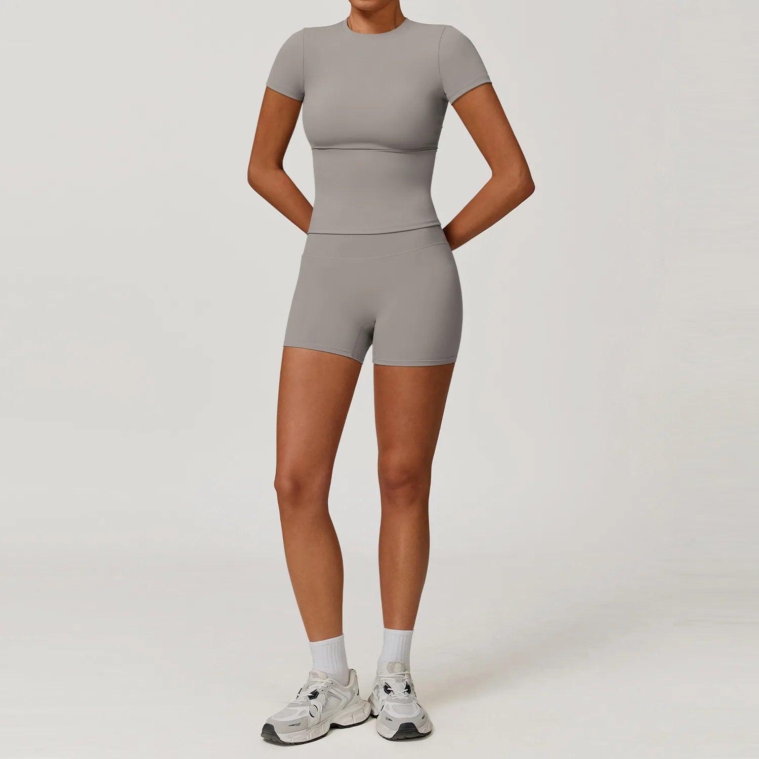 2PCS Yoga Set Sports Suit For Women Fitness Short Sleeve Tracksuits Sports Bra High Waist Leggings Gym Sports Clothes Sportswear