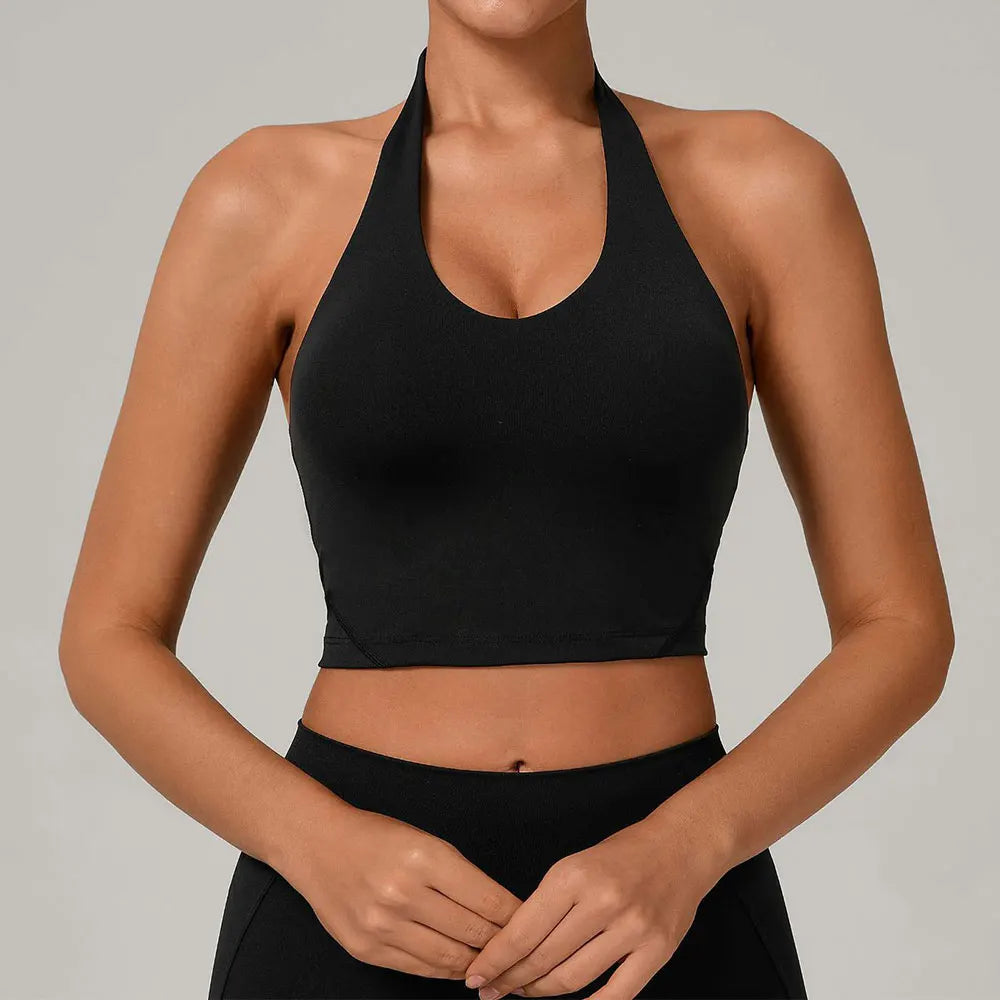 Sexy Impact Sports Bra Women Halter Top High Support Push-up Open Back Gym Bra Shockproof Running Fitness Yoga Workout Underwear