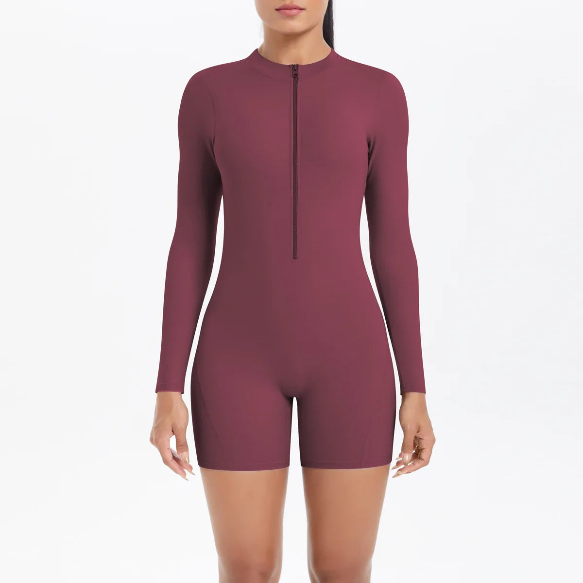 Gym Jumpsuit Women's Fitness Suit Short Set Sports Overalls Woman Tracksuit Yoga Clothing Zipper Long Sleeved Workout Sportswear