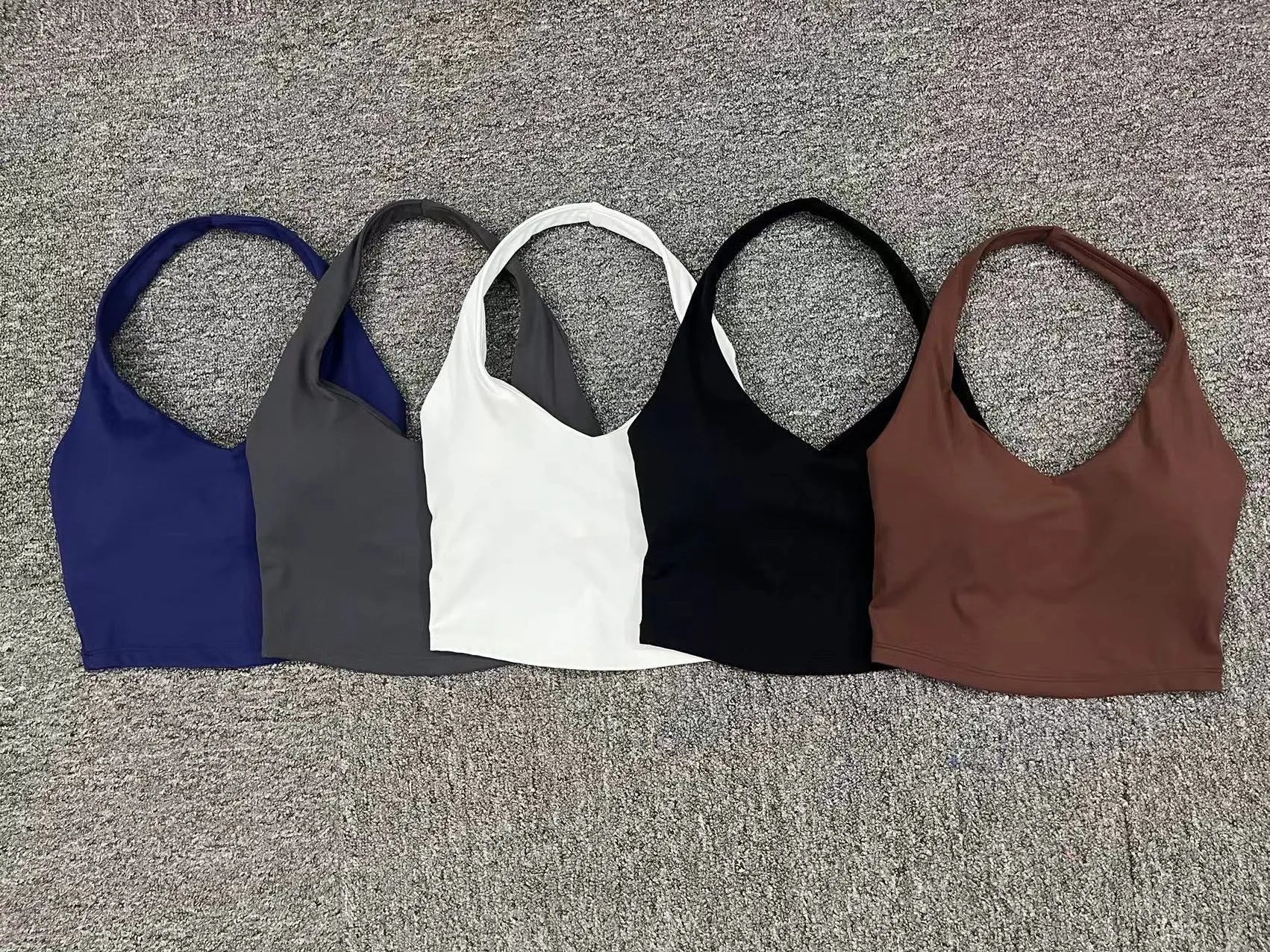 Women Hanging Neck Yoga Sports Bra Breathable Shock Proof Gym Workout Fitness Push Up Top Yoga Running Sportswear Vest Bra