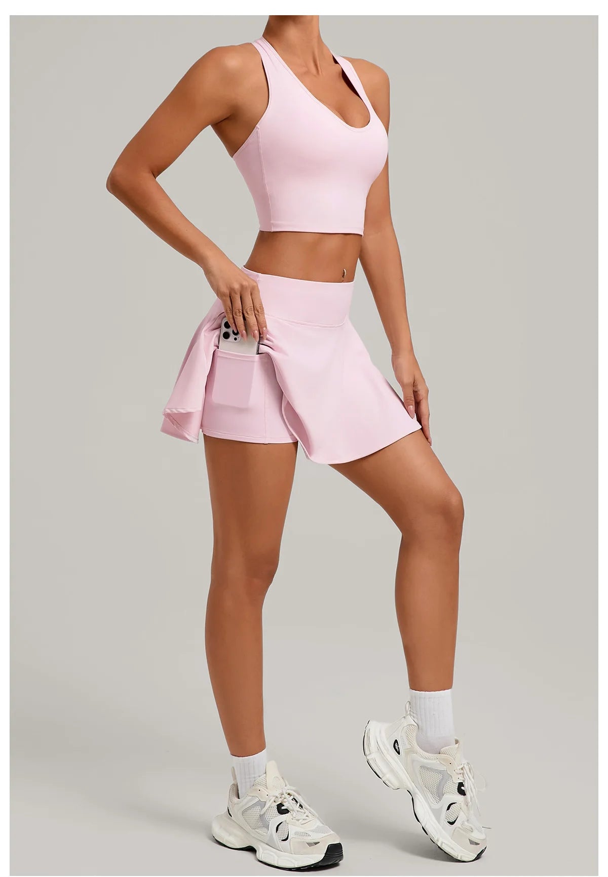 High Waisted Tennis Mini Skirt Women's Tennis Yoga Golf Sports Belt Safety Pants Pocket Comfortable and Breathable Sports Skirt