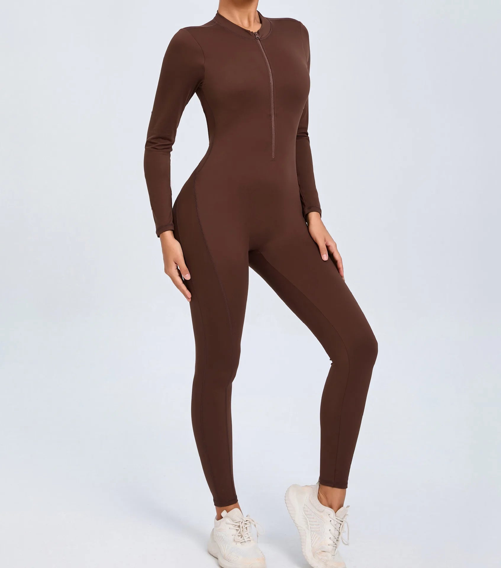 Backless Rompers Yoga Long Sleeved Women's Sportswear Gym Zipper Jumpsuits Workout Bodysuit Fitness One-piece Skin-tight Garment