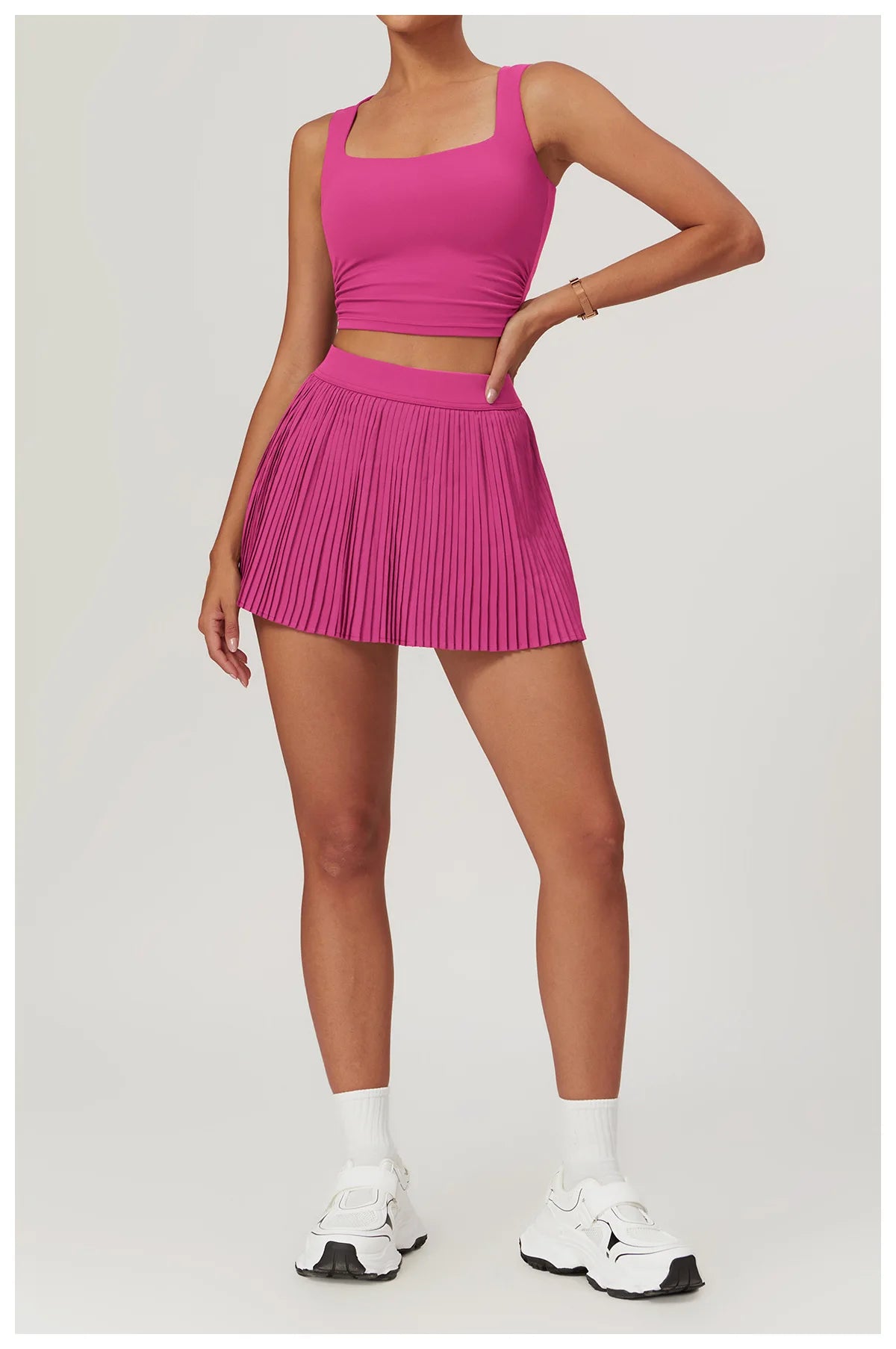 Women Pleated Sports Tennis Skirts Women High Waist Yoga Fitness Short Skirt With Pockets Gym Golf Loose Mini Skirt With Pockets