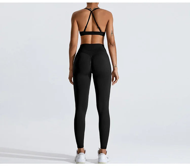 Women Sports Underwear Scrunch Push-up High Support Adjustable Thin Shoulder Strap Tank Fitness Top Seamless Workout Yoga Bras