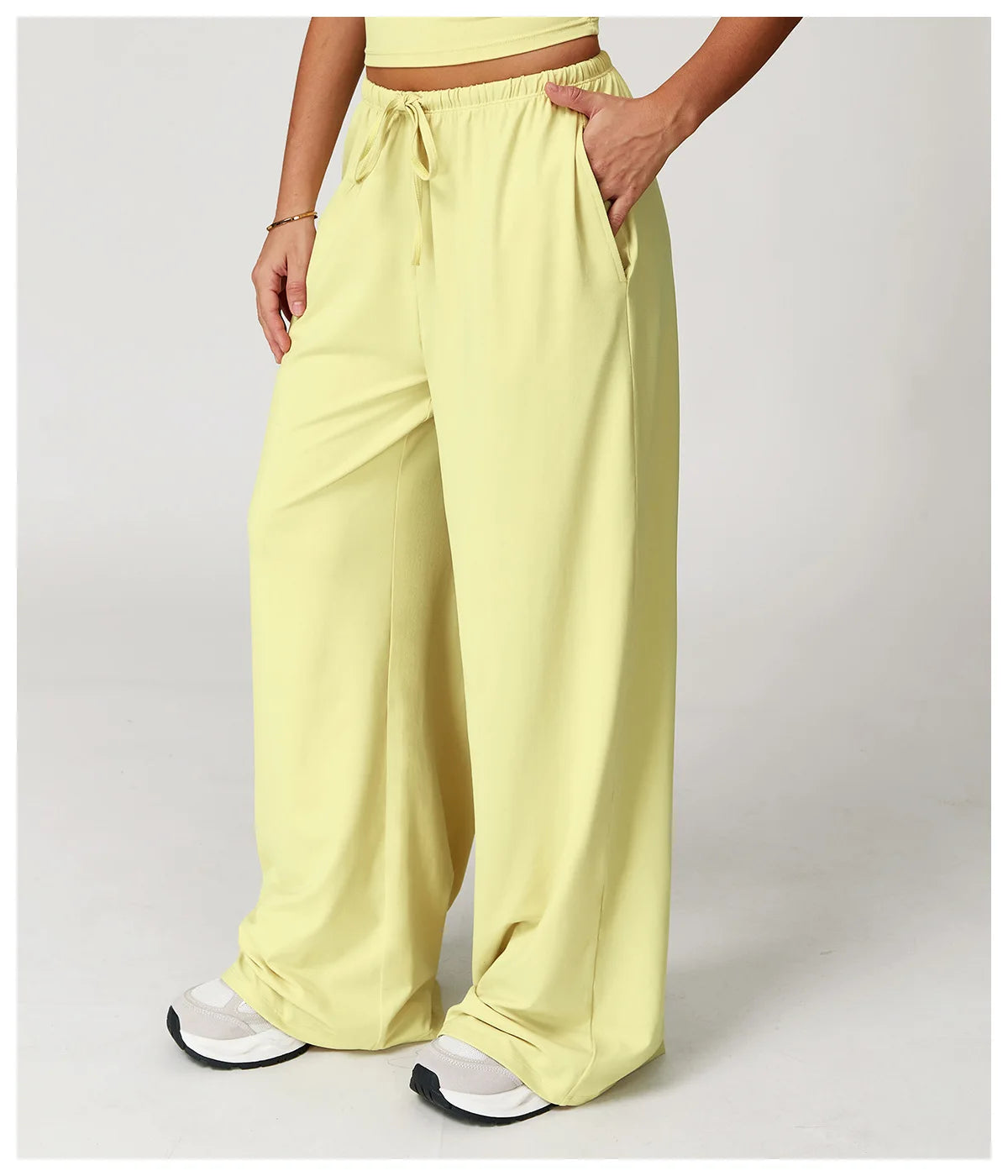 High Waist Yoga Pants Women's Hanging Wide Leg Loose Casual Pants Women's Sports Pants Fitness Running Elastic Drawstring Pants