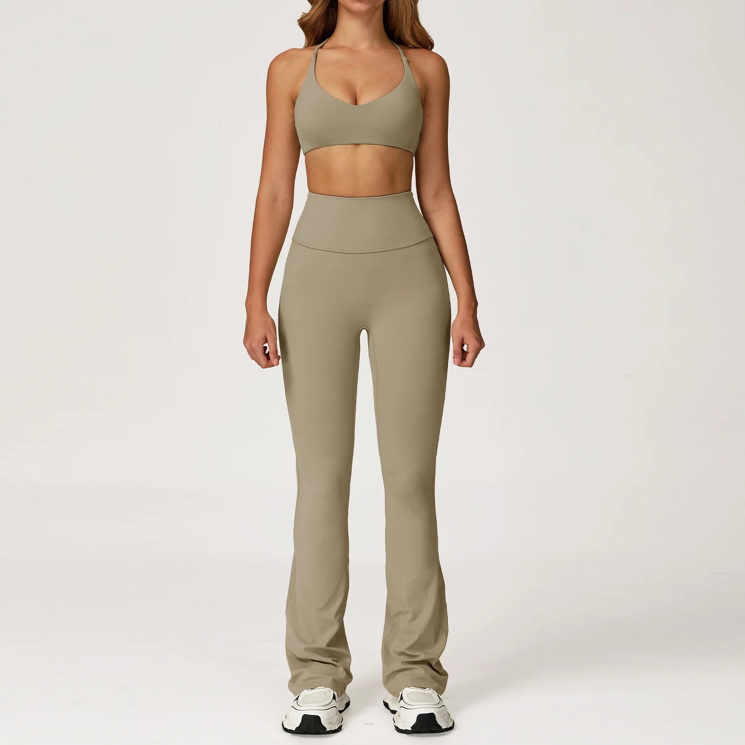Women Yoga Set 2PCS Sportswear Push Up Workout Clothes Athletic Wear Gym Legging Fitness Bra Crop Top Long Sleeve Sports Suits