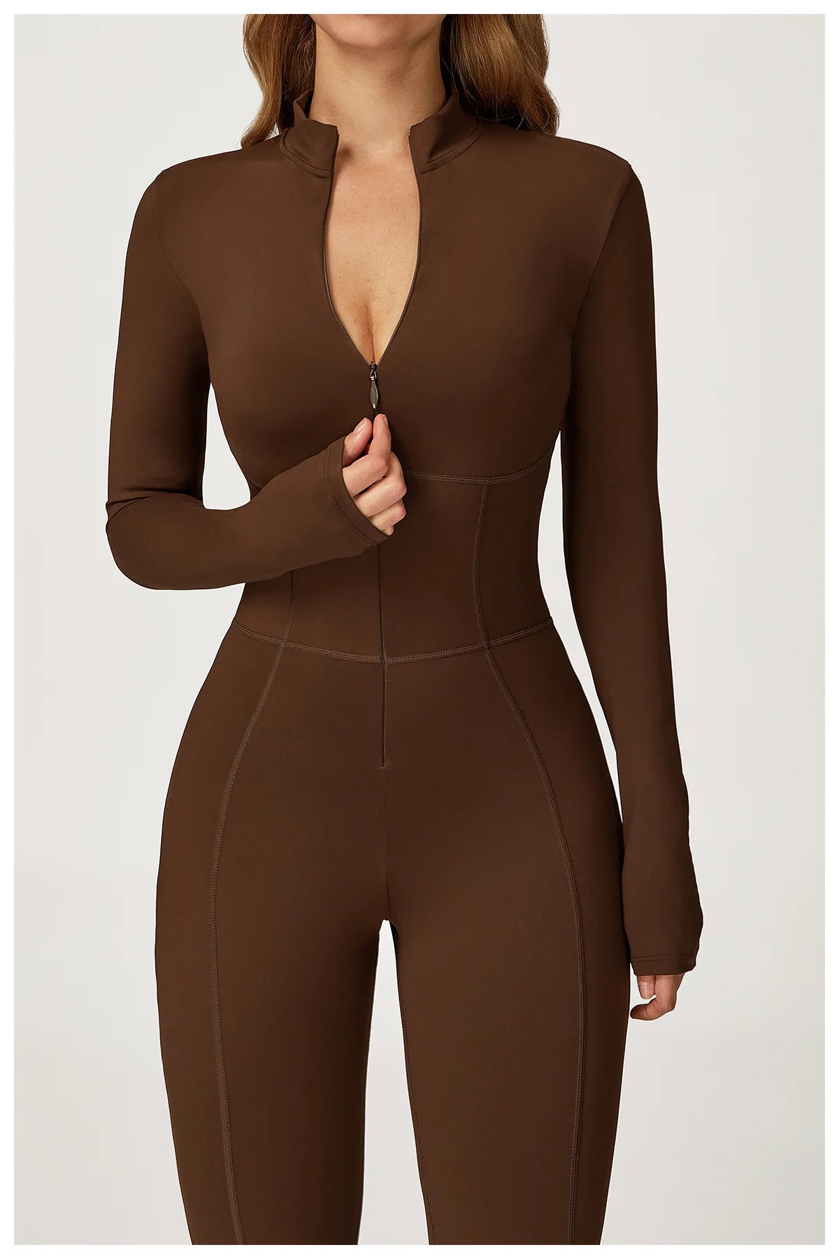 Yoga Overalls Long Sleeved Women's Sportswear Gym Boilersuit Zipper Jumpsuits Workout High-intensity Fitness Skin-tight Garment