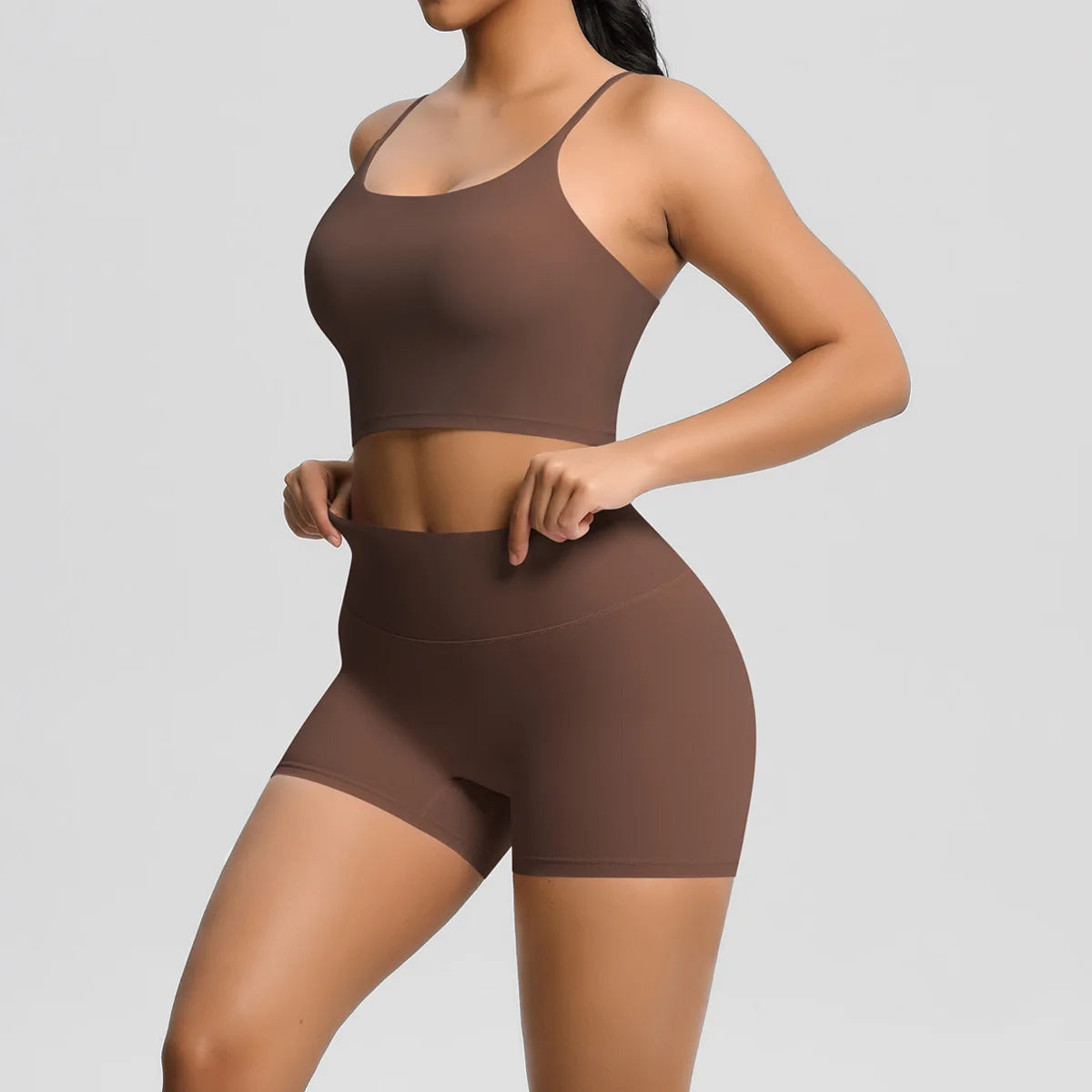 Yoga Sport Set Women Seamless Crop Top Bra Shorts Yoga Set Comfort Elastic Sportsuit Workout Outfit Fitness Gym Clothes